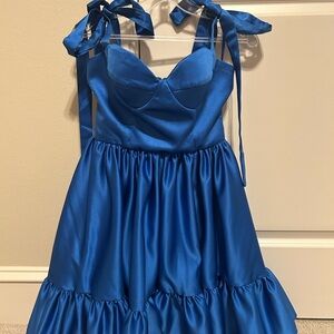 Elegant Blue Satin Dress